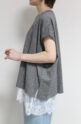 ディニテコリエ(Dignite Collier）フロッキープリントＴシャツ／杢グレー