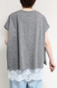 ディニテコリエ(Dignite Collier）フロッキープリントＴシャツ／杢グレー