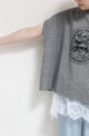 ディニテコリエ(Dignite Collier）フロッキープリントＴシャツ／杢グレー