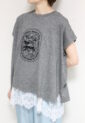 ディニテコリエ(Dignite Collier）フロッキープリントＴシャツ／杢グレー