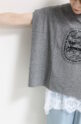 ディニテコリエ(Dignite Collier）フロッキープリントＴシャツ／杢グレー