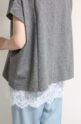 ディニテコリエ(Dignite Collier）フロッキープリントＴシャツ／杢グレー