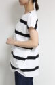 アンナケリー（Anna Kerry）ボーダーフレンチTシャツ／オフ×ブラック