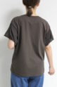 ディニテコリエ(Dignite Collier）袖シフォン切替Tシャツ／ブラウン