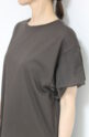 ディニテコリエ(Dignite Collier）袖シフォン切替Tシャツ／ブラウン