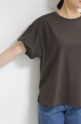 ディニテコリエ(Dignite Collier）袖シフォン切替Tシャツ／ブラウン