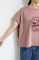 ディニテコリエ(Dignite Collier）フロッキープリントＴシャツ／ピンク