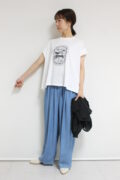 ディニテコリエ(Dignite Collier）フロッキープリントＴシャツ／杢グレー