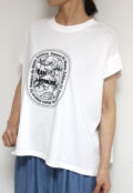 ディニテコリエ(Dignite Collier）フロッキープリントＴシャツ／ オフホワイト