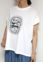 ディニテコリエ(Dignite Collier）フロッキープリントＴシャツ／ オフホワイト