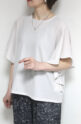 ディニテコリエ(Dignite Collier）ストレッチシフォン袖フリルプルオーバー／ベージュ