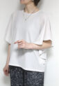 ディニテコリエ(Dignite Collier）ストレッチシフォン袖フリルプルオーバー／ベージュ