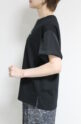 ディニテコリエ(Dignite Collier）袖シフォン切替Tシャツ／ブラック