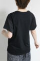 ディニテコリエ(Dignite Collier）袖シフォン切替Tシャツ／ブラック