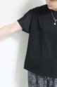 ディニテコリエ(Dignite Collier）袖シフォン切替Tシャツ／ブラック