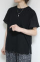 ディニテコリエ(Dignite Collier）袖シフォン切替Tシャツ／ブラック