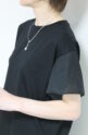 ディニテコリエ(Dignite Collier）袖シフォン切替Tシャツ／ブラック