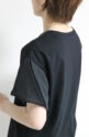 ディニテコリエ(Dignite Collier）袖シフォン切替Tシャツ／ブラック