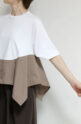 ディニテコリエ(Dignite Collier）裾切り替えTシャツ／オフ×ブラウン
