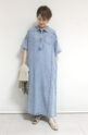 ディニテコリエ(Dignite Collier）ライトデニムワンピース／ブルー
