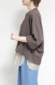 ディニテコリエ(Dignite Collier）ストレッチシフォンワイドブラウス／ブラウン