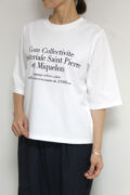 アンカルネ(Un carnet)ロゴプリント5分袖Tシャツ/オフホワイト