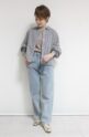 ディニテコリエ(Dignite Collier）ドルマンギャザーストライプシャツ／ネイビー