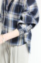 ディニテコリエ(Dignite Collier）チェックフードシャツ／ブルー系