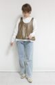 ディニテコリエ(Dignite Collier）チンツ加工バルーンベスト／ブラウン