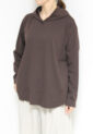 ディニテコリエ(Dignite Collier）フード付きロングＴシャツ／ブラウン