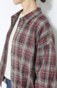 ルクールブラン（le.coeur blanc）裾ドロストチェックシャツ／ブラウン系