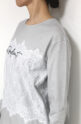 ディニテコリエ(Dignite Collier）レースプリントＴシャツ／ライトグレー